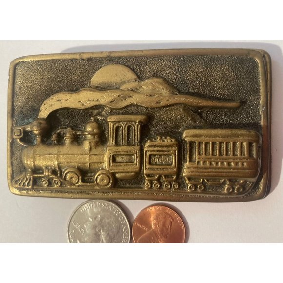 Vintage 1975 Belt Buckles, Train, Steam Engine, Adezy, Denver, - Picture 1 of 4